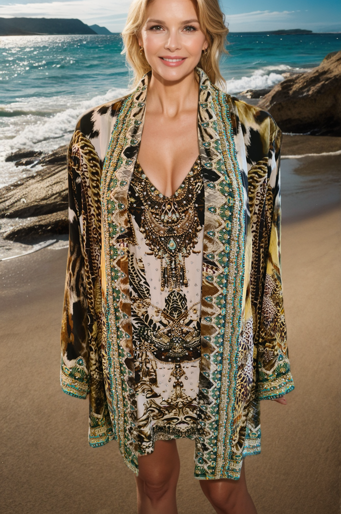 Silk Embellished Kimono Jacket