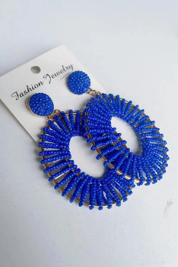 Beaded Round Circle Earrings - Kaftans that Bling