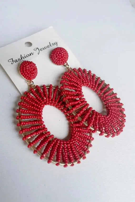 Beaded Round Circle Earrings - Kaftans that Bling