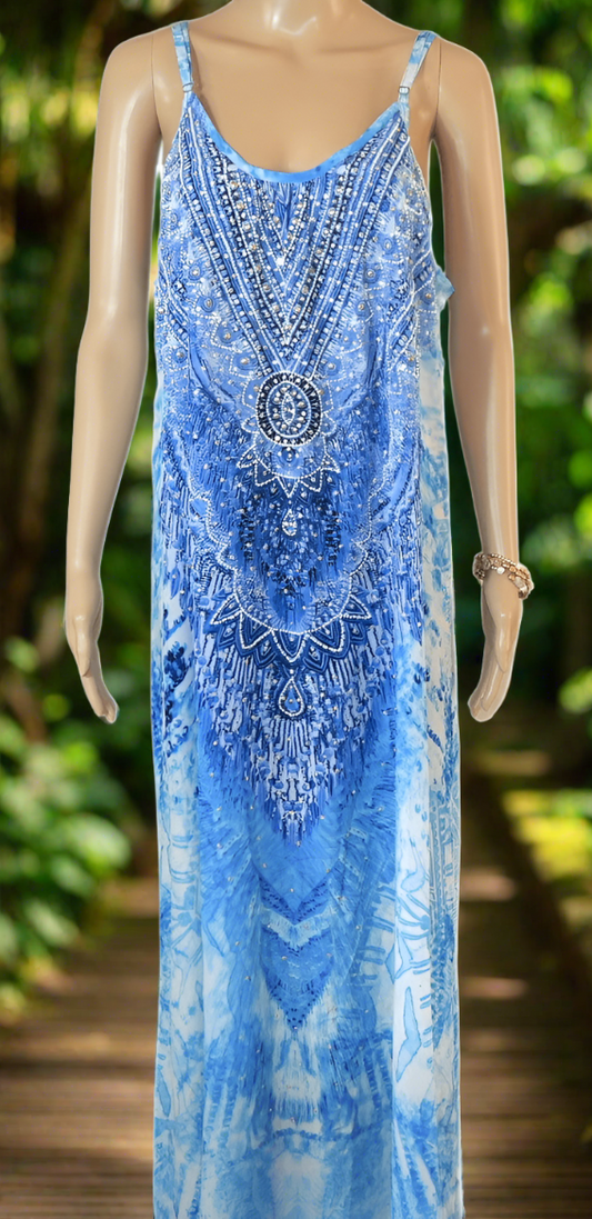 Long Silk Maxi Dress - SeaWorld by Fashion Spectrum - Kaftans that Bling