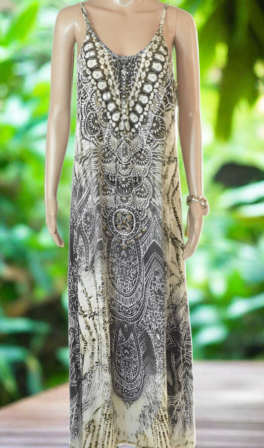 Long Silk Maxi Dress - Amalfi by Fashion Spectrum - Kaftans that Bling