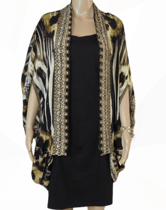 Australian designed long silk cape - Zulu by Fashion Spectrum - Kaftans that Bling