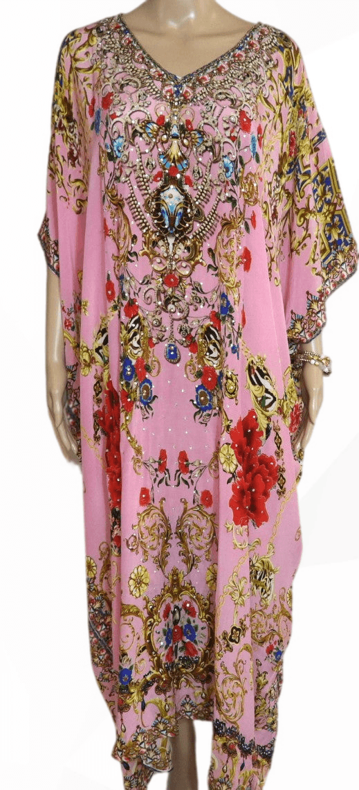 Exotica (Pink) Long Silk Embellished Box kaftan - Kaftans that Bling