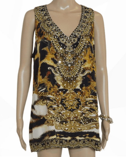 Pardeis silk Embellished Tank Top by Fashion spectrum - Kaftans that Bling