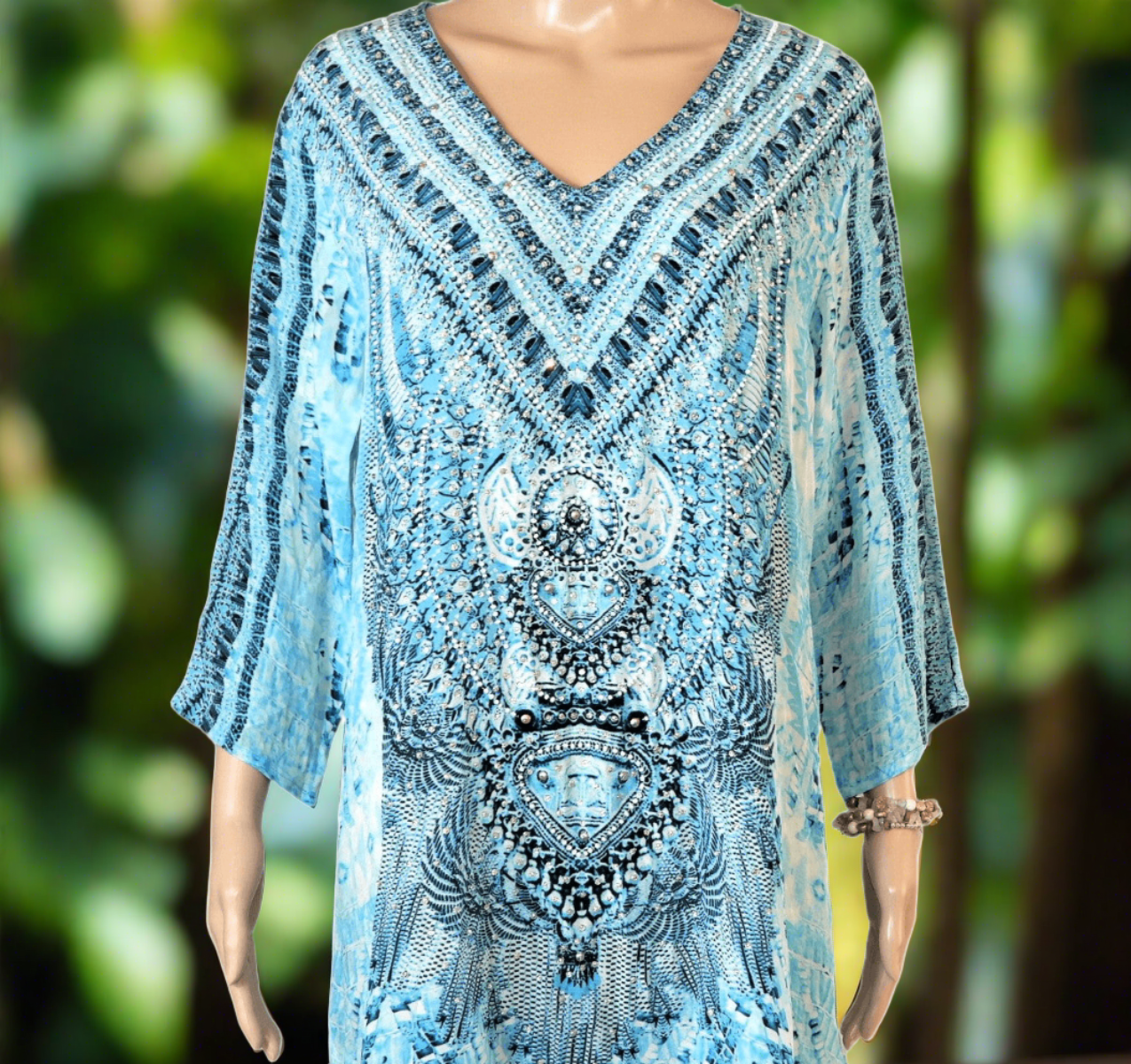 Hand beaded Silk Tunic Dress - Egyptian-by Fashion Spectrum - Kaftans that Bling