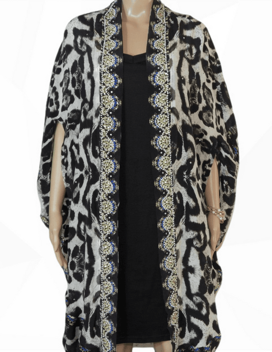 Australian designed long silk cape - Cheetah by Fashion Spectrum - Kaftans that Bling
