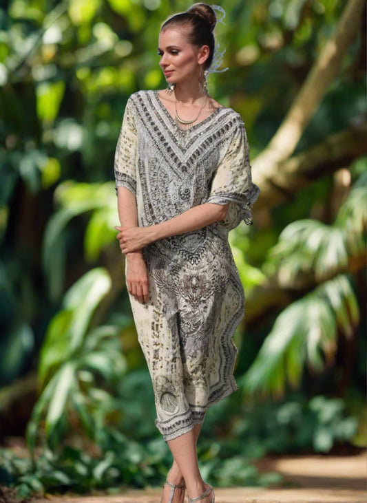 Egyptian Long Silk Embellished Kaftan - Fashion Spectrum - Kaftans that Bling