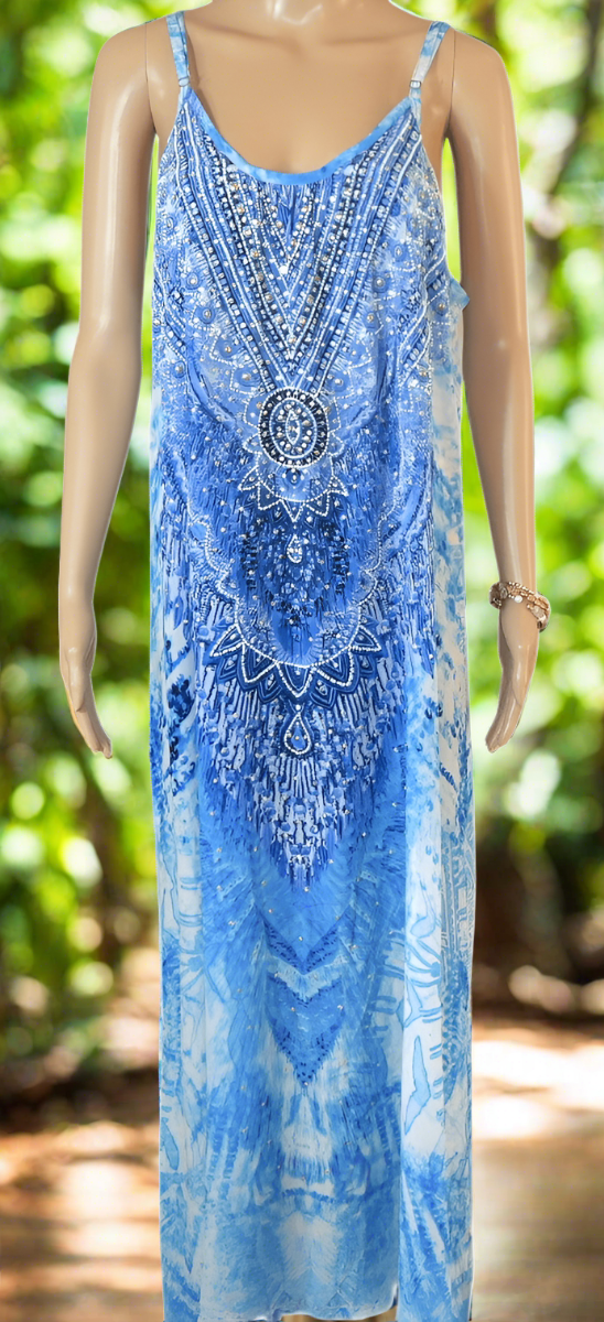 Long Silk Maxi Dress - SeaWorld by Fashion Spectrum - Kaftans that Bling