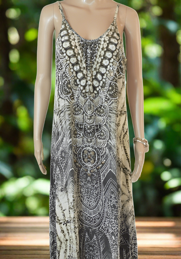 Long Silk Maxi Dress - Amalfi by Fashion Spectrum - Kaftans that Bling