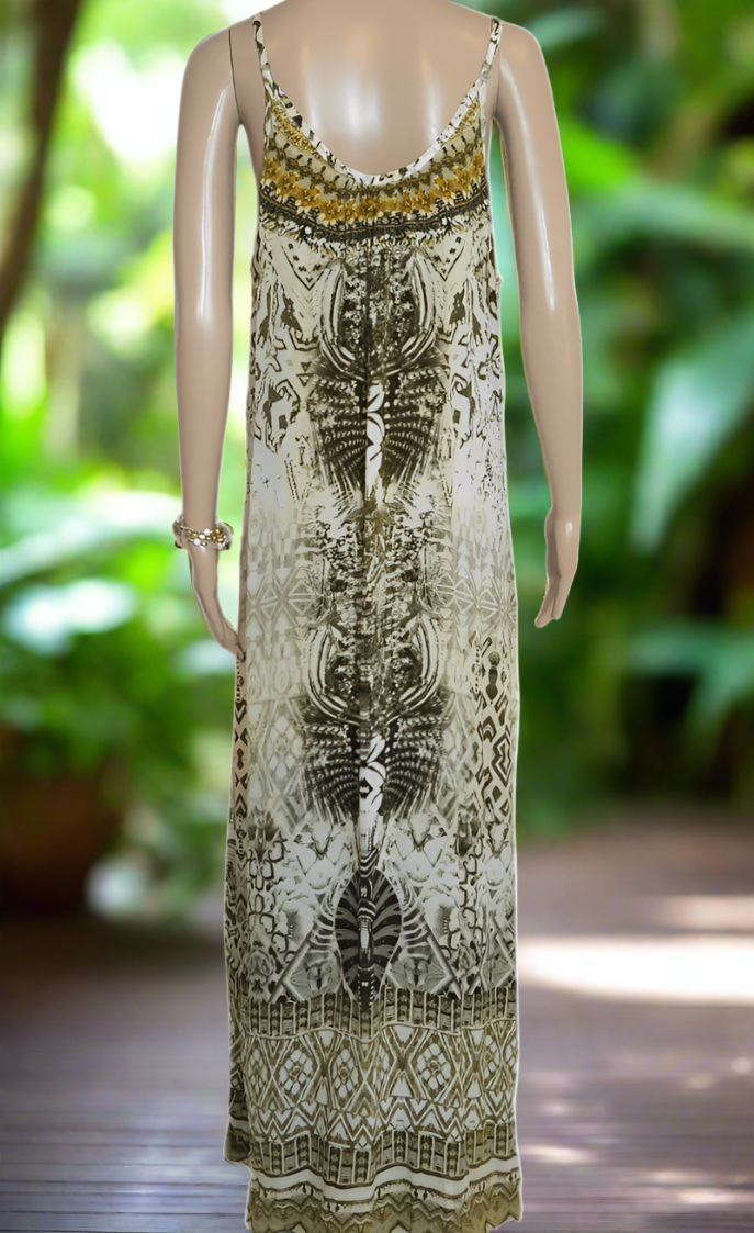 Long Silk Embellished Maxi Dress - Mughal by Fashion Spectrum - Kaftans that Bling
