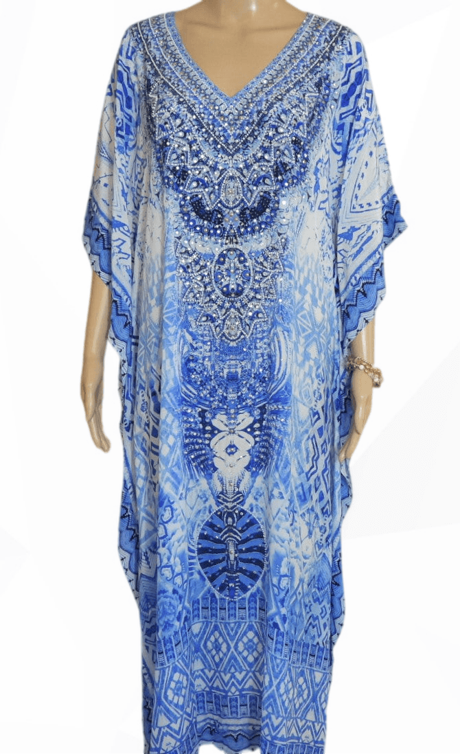 Lima Long Silk Embellished Kaftan - Fashion Spectrum - Kaftans that Bling
