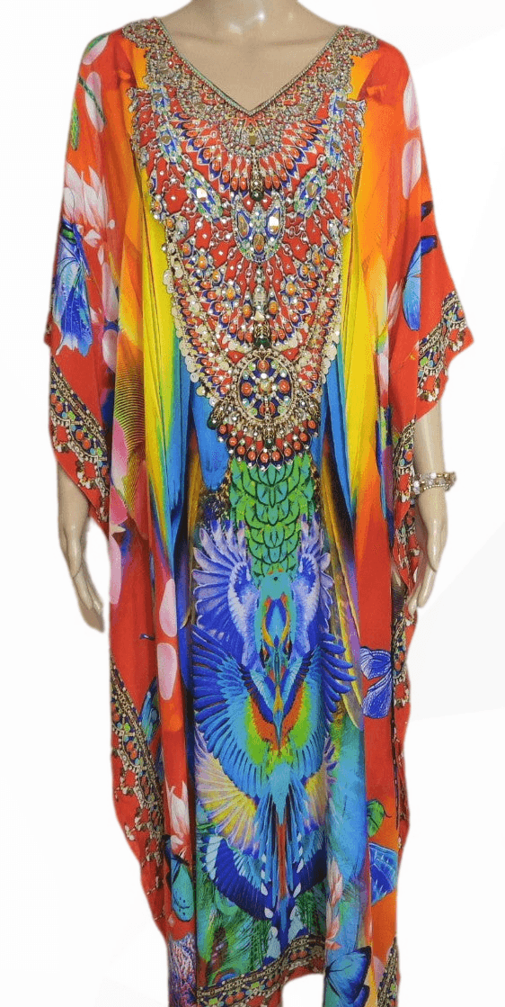 Pride Long Silk Embellished Kaftan - Fashion Spectrum - Kaftans that Bling