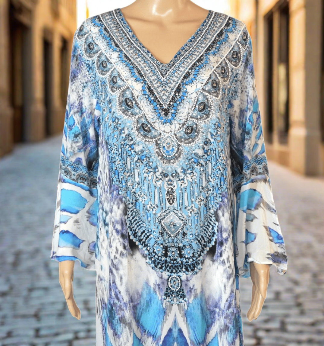 Silk Hi-Low Frill Dress - Paluma- by Fashion Spectrum - Kaftans that Bling