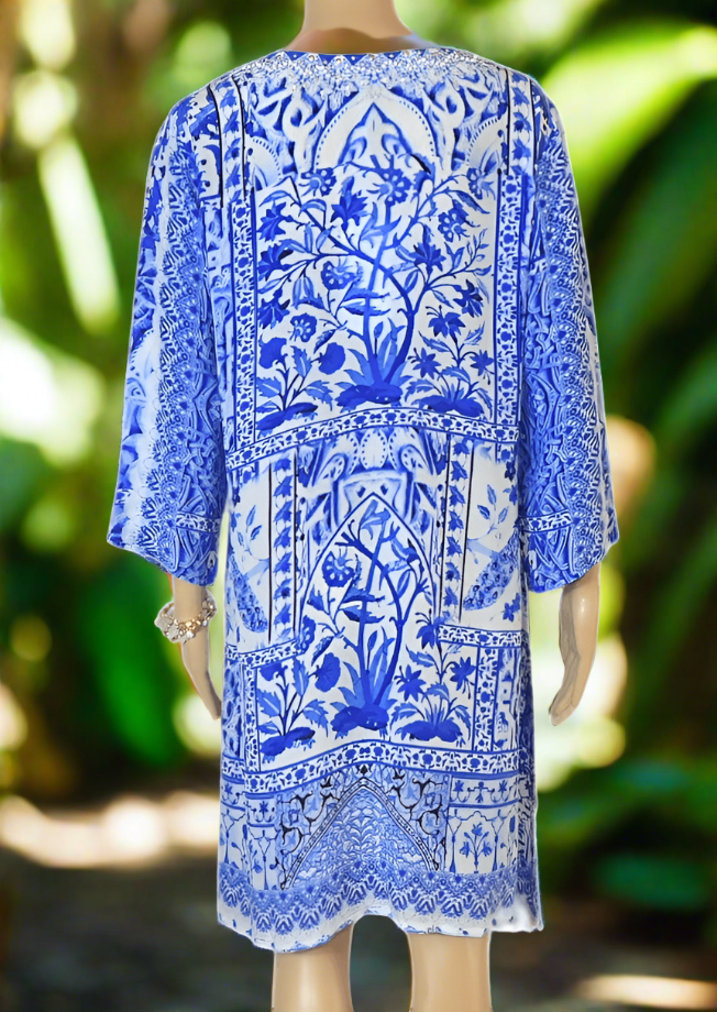 Peacock Silk Hand beaded Tunic Dress by Fashion Spectrum - Kaftans that Bling