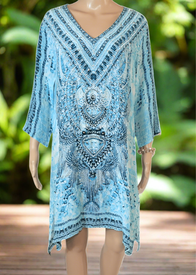 Hand beaded Silk Tunic Dress - Egyptian-by Fashion Spectrum - Kaftans that Bling
