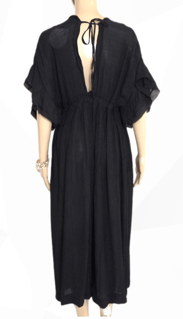 Black Cotton Summer Maxi Dress - Kaftans that Bling