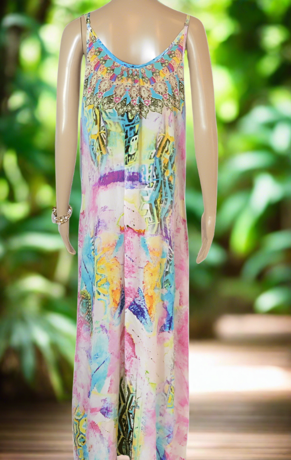 Long Silk Maxi Dress - Marrakesh by Fashion Spectrum - Kaftans that Bling