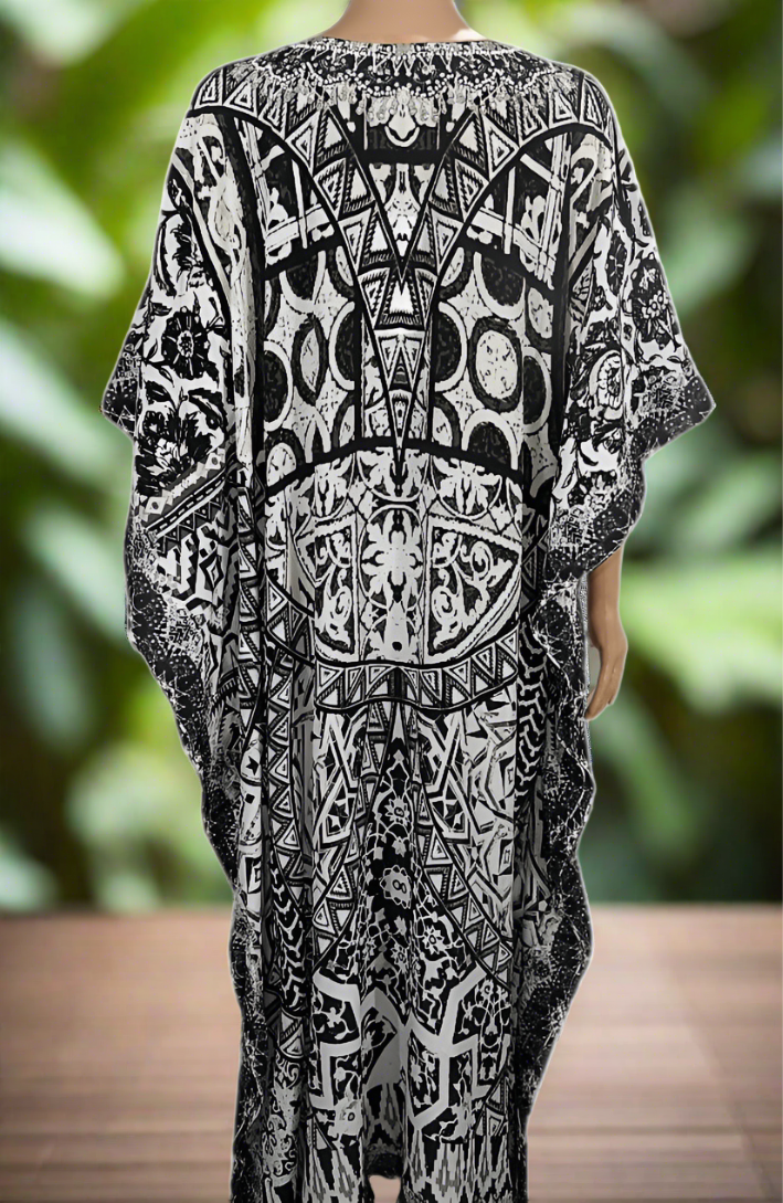 Flora Long Silk Embellished Kaftan by Fashion Spectrum - Kaftans that Bling