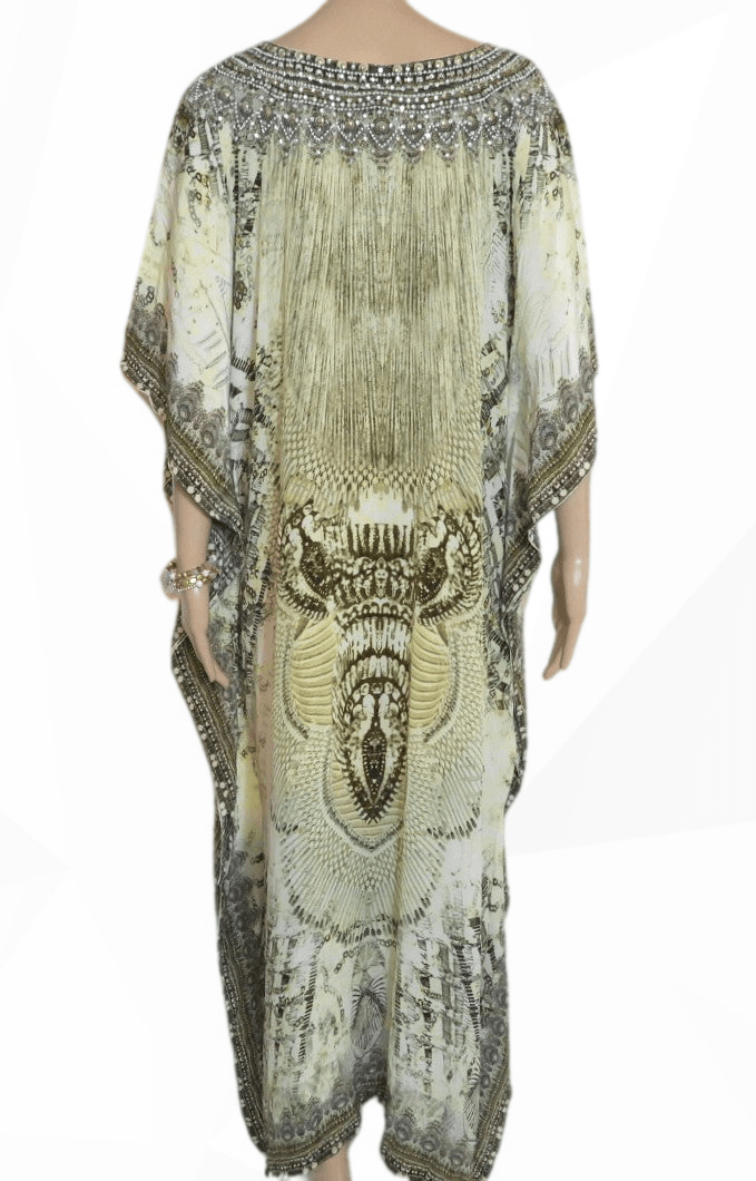 Zahra Long Silk Embellished Kaftan by Fashion Spectrum - Kaftans that Bling