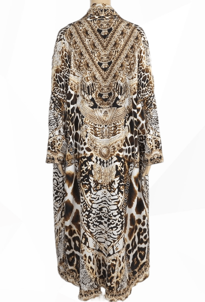 Silk Embellished Long Jacket - Ziraffe-Fashion Spectrum - Kaftans that Bling