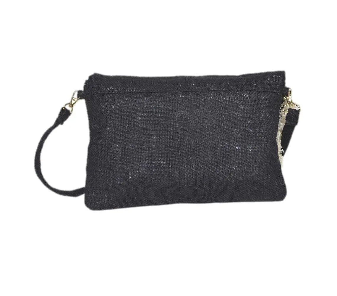 Jute Coin Clutch Bag-Black - Kaftans that Bling