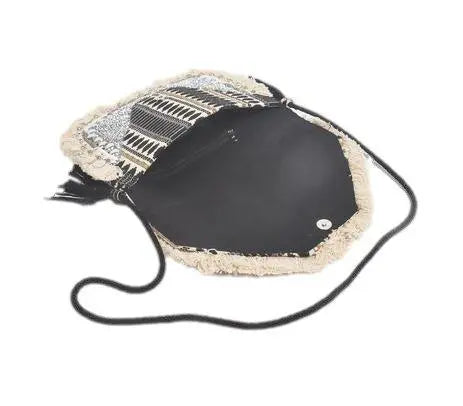 Metallic sequin embellished & fringed sling bag - Kaftans that Bling