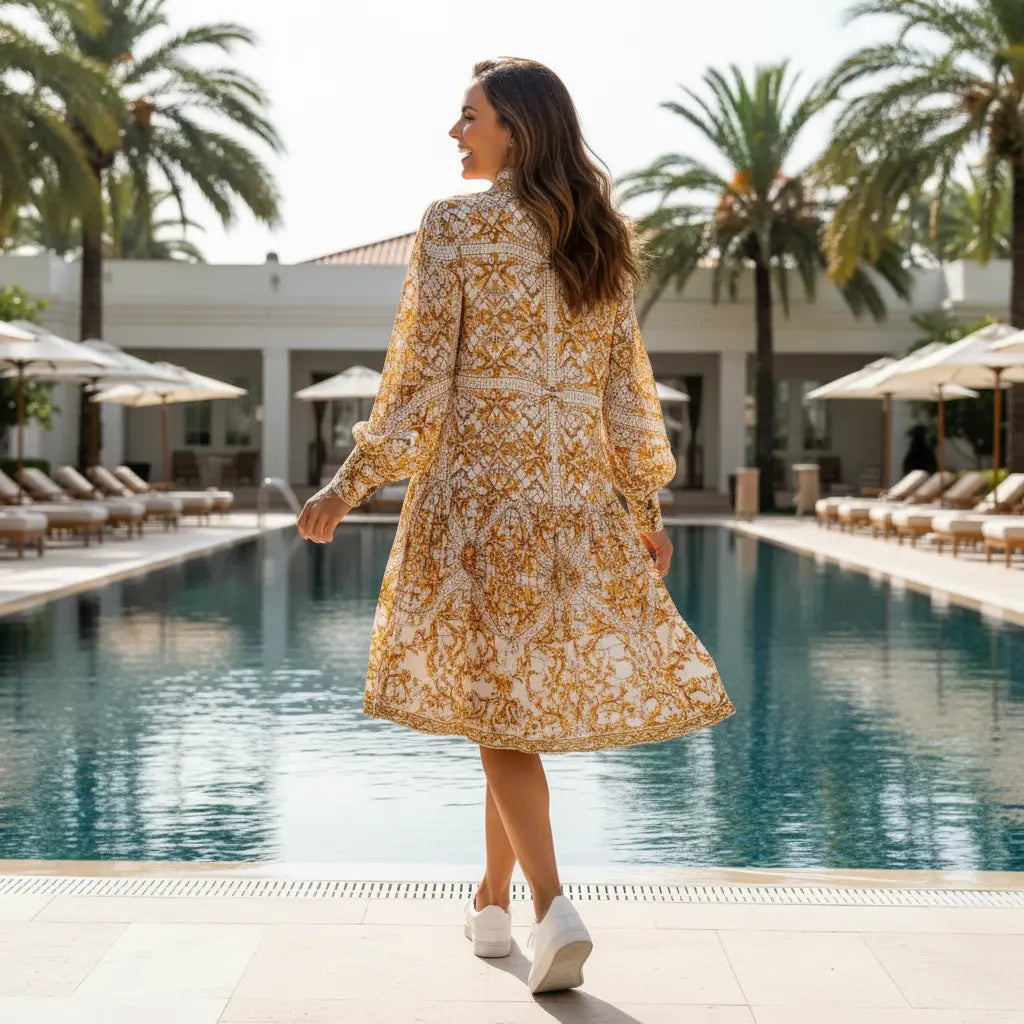 collar embellished frill dress Lioness Gold