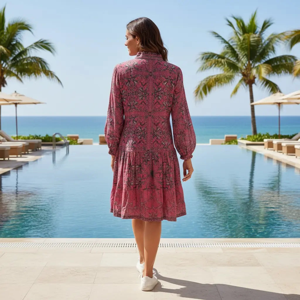 collar embellished frill dress Lioness pink by Kaftans that Bling 