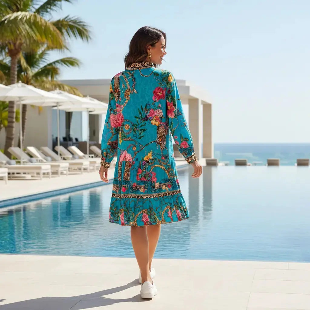 Collar embellished frill dress by KTB