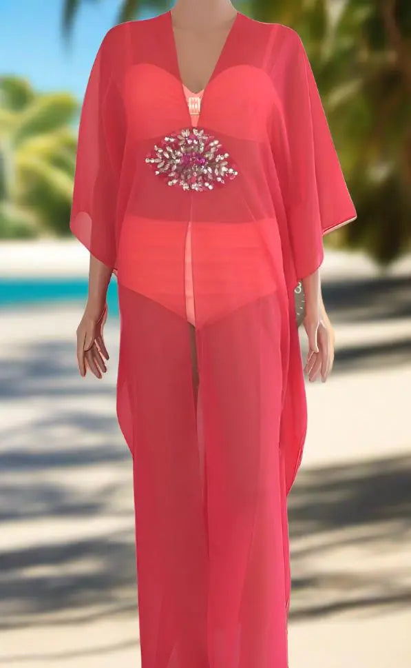 Hook Kaftan/Coverup-Fuchsia - Kaftans that Bling 