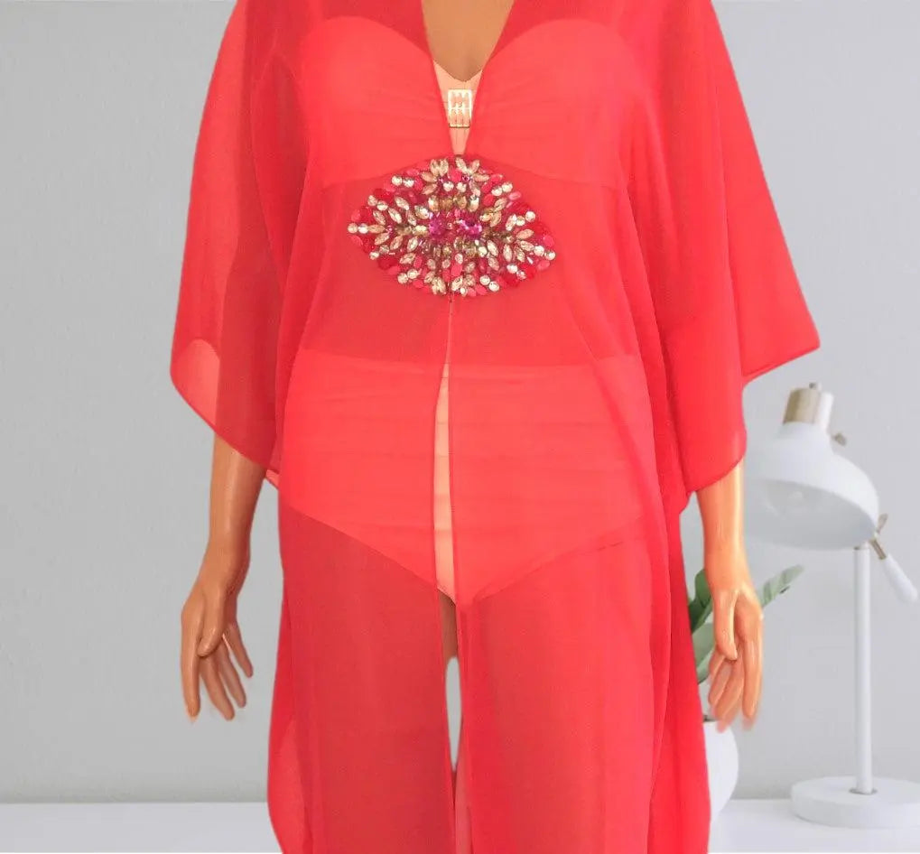 Hook Kaftan/Coverup-Fuchsia - Kaftans that Bling 