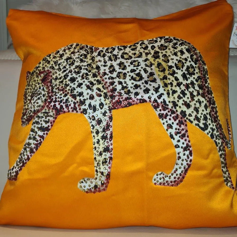 Jaguar Silky Embellished Cushion Cover - Kaftans that Bling