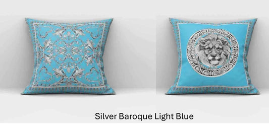 Silky Embellished Cushion Cover Baroque blue