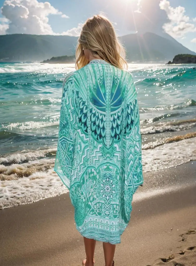 Long silk Embellished Cape - Layla - Kaftans that Bling