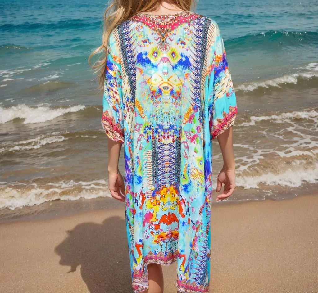 3/4 sleeve Embellished Dress Mystical - Kaftans that Bling