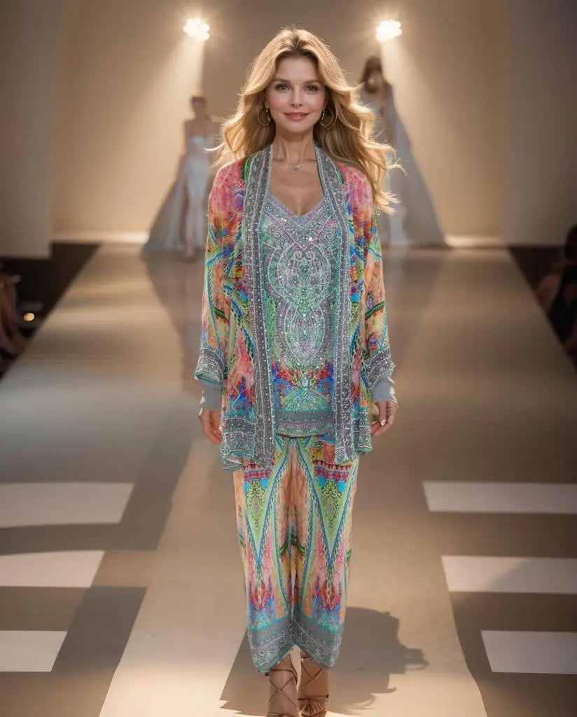 Silk Embellished Kimono Jacket Monet - Kaftans that Bling