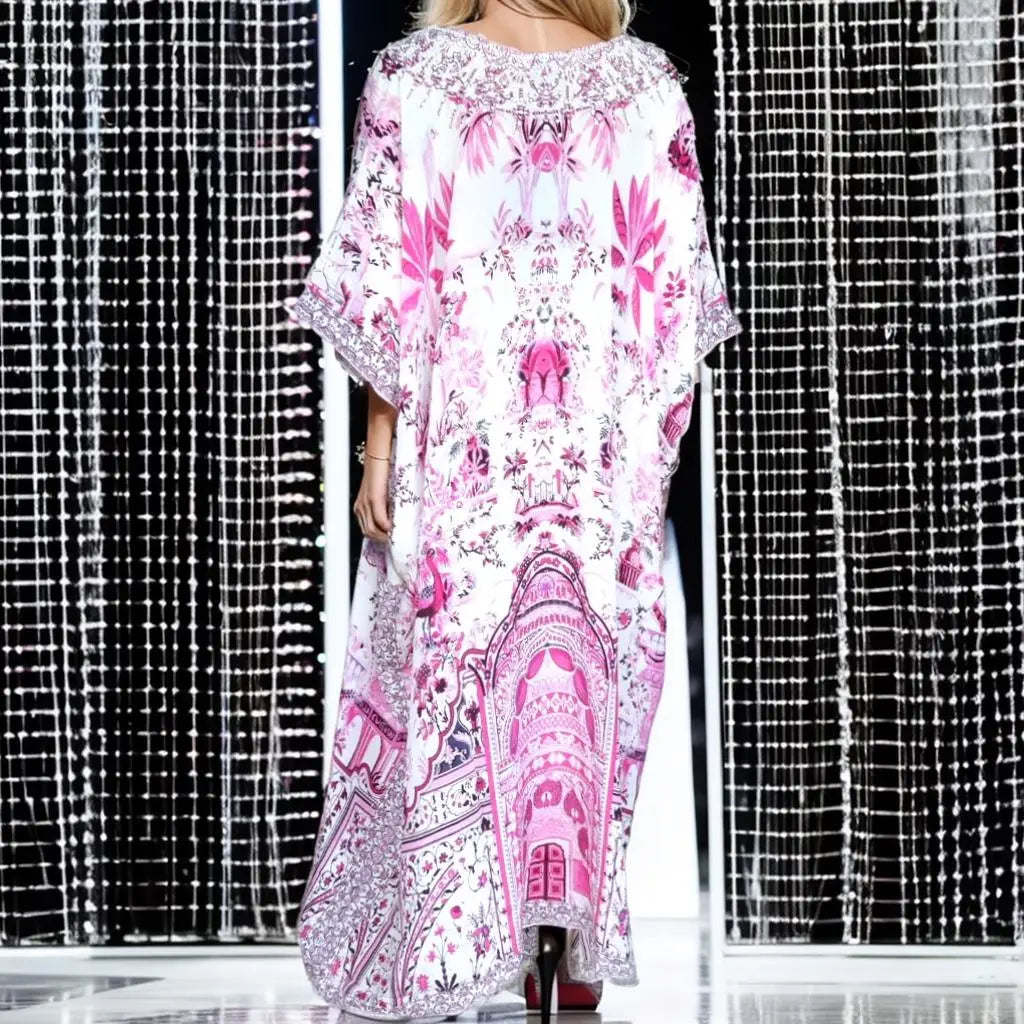 Layla Long Silk Embellished Box Kaftan - Kaftans that Bling