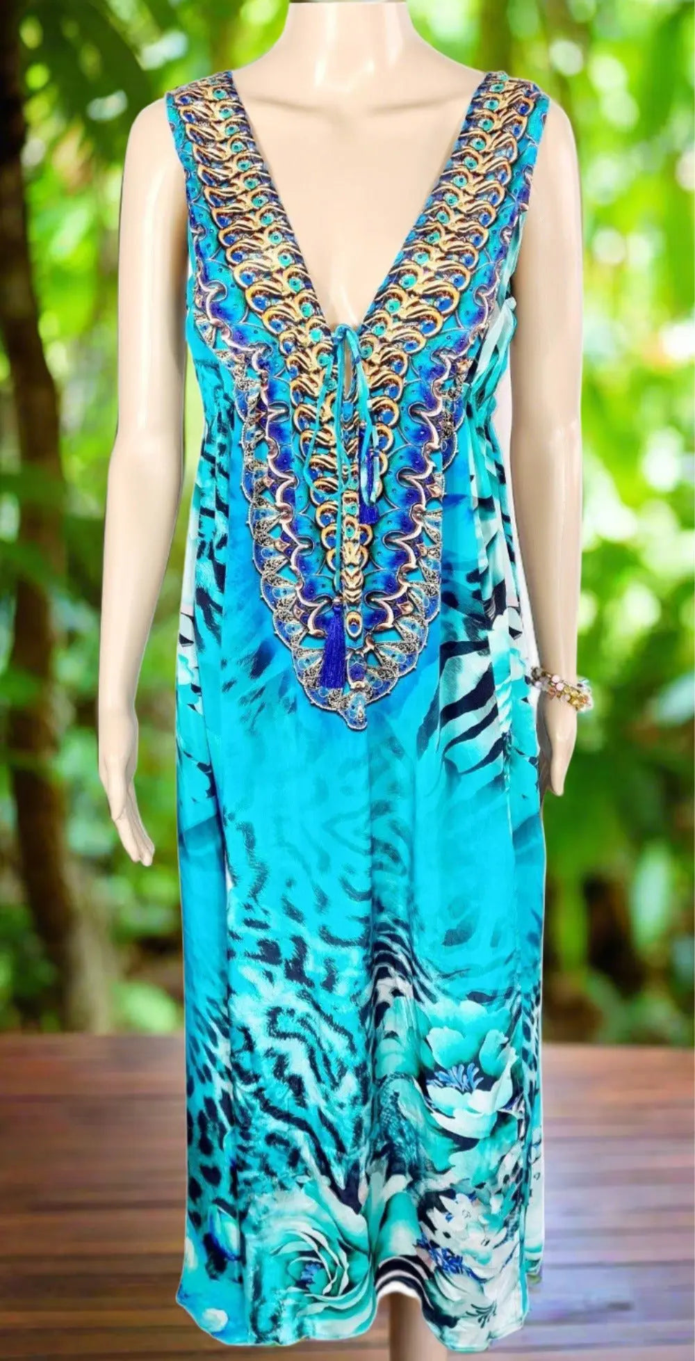 Into the Wild Front Split Maxi Dress - Kaftans that Bling