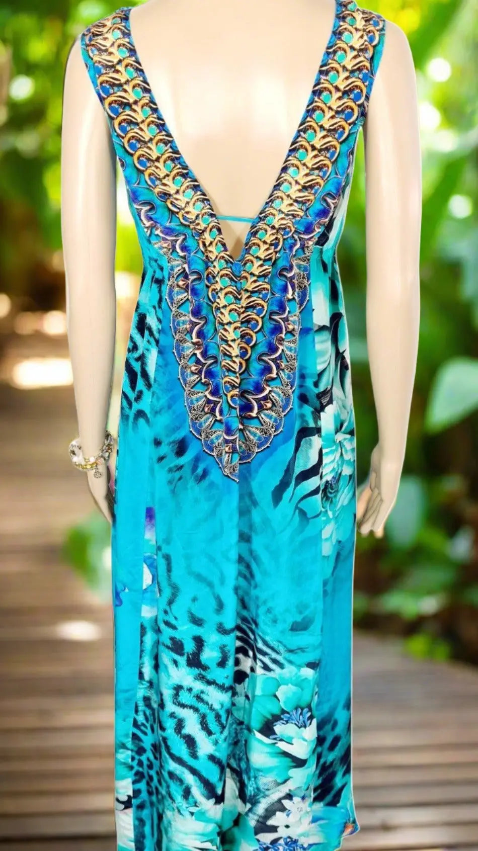 Into the Wild Front Split Maxi Dress - Kaftans that Bling