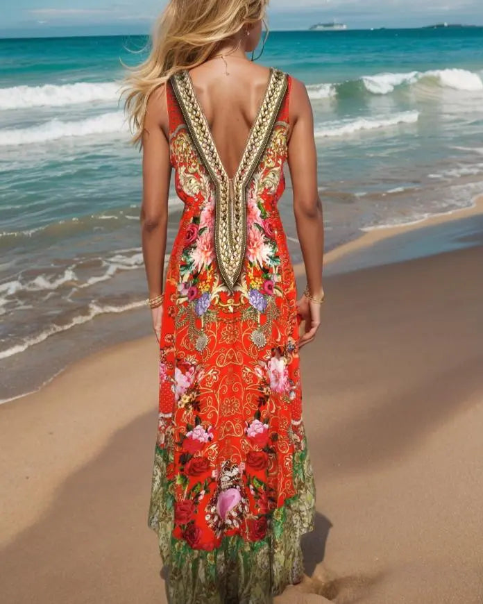 hi-lo frill dress Geisha Silk V-neck Hi-lo Frill Dress Kaftans that Bling  Kaftans that Bling