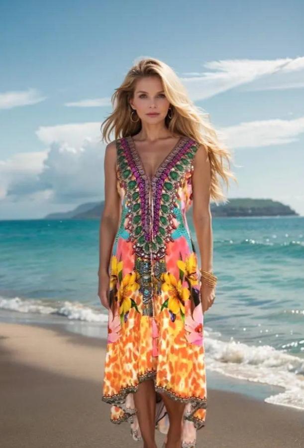 hi-lo frill dress Hibiscus Silk Hi-Lo Frill Dress by Kaftans that Bling Kaftans that Bling  Kaftans that Bling