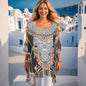 Silk Embellished Hi-Low Kaftan - Fashion Spectrum Capri - Fits Sizes 8-22 - Multi-Color