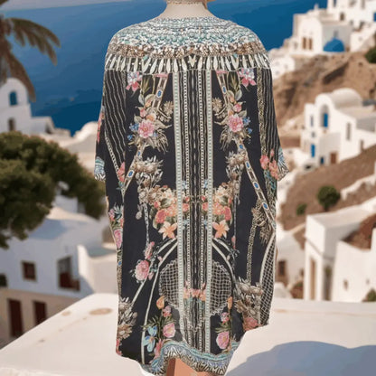 Silk Embellished Hi-Low Kaftan - Fashion Spectrum Capri - Fits Sizes 8-22 - Multi-Color