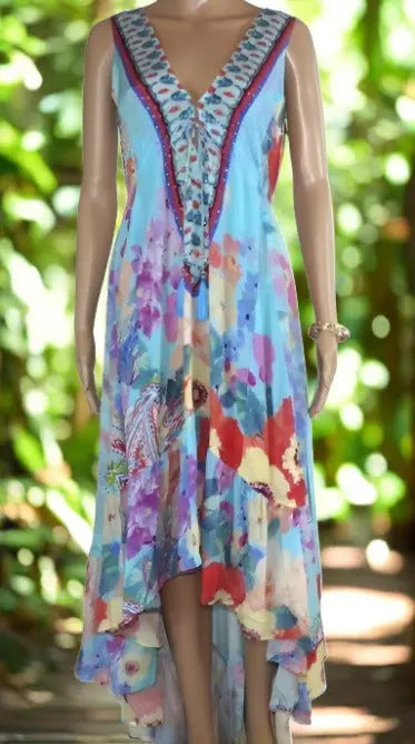 Blossom Silk Hi-lo Frill dress by Kaftans that Bling - Kaftans that Bling