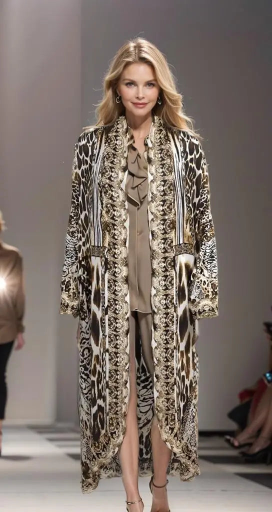 jackets Long Silk Embellished Jacket - Ziraffe fashion spectrum  Kaftans that Bling