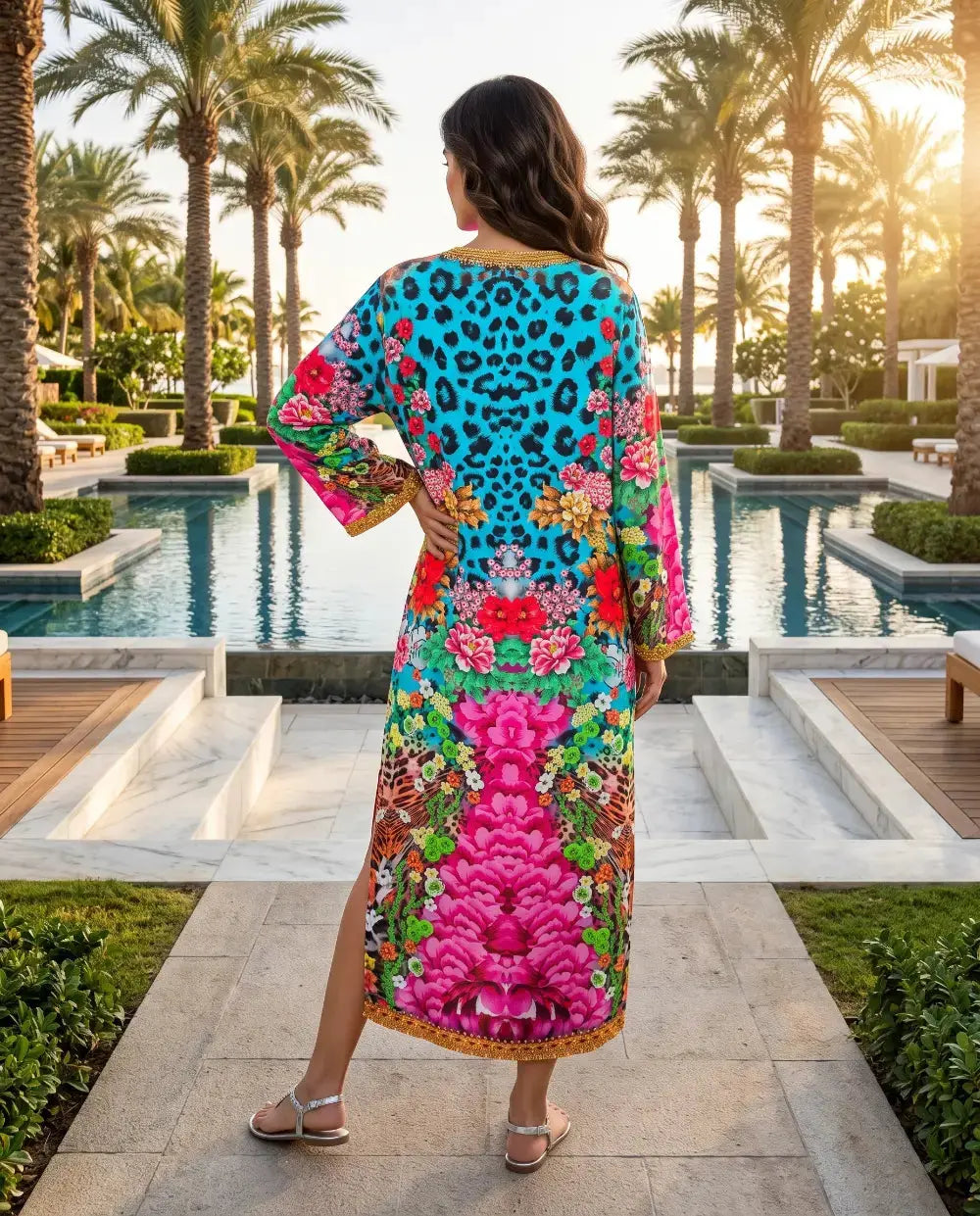 long Silk Embellished Kimono Robe Exotica by Kaftans that Bling
