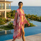long Silk Embellished Kimono Robe Secret Garden by Kaftans that Bling