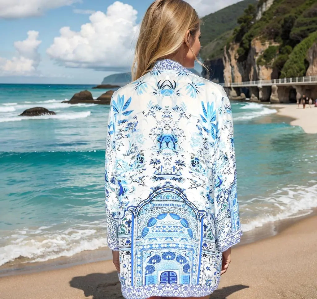 Layla Silk Embellished Kimono jacket 🧥 - Kaftans that Bling Jungle silk embellished kimono jacket