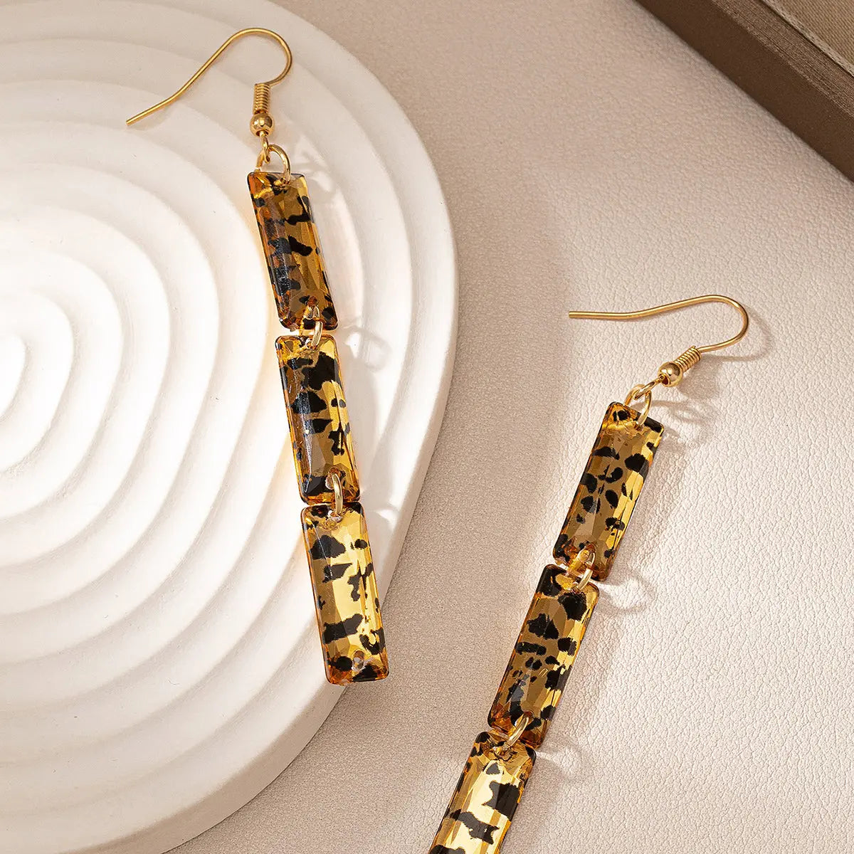 Leopard Resin Dangly Earrings