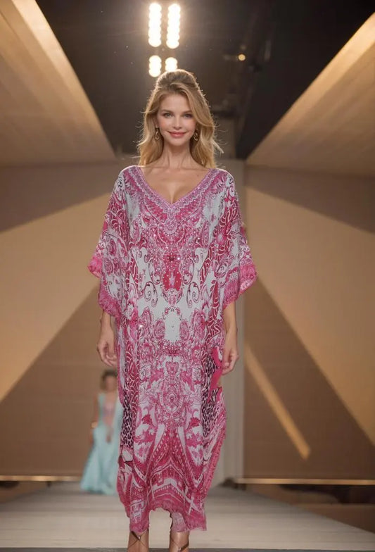 long silk Box kaftan Long Silk Embellished Box Kaftan Layla fashion spectrum  Kaftans that Bling